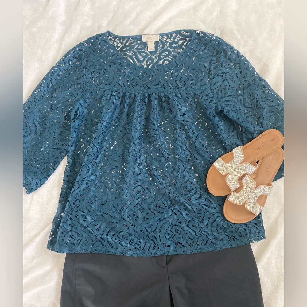 LOFT Blue Lace Top